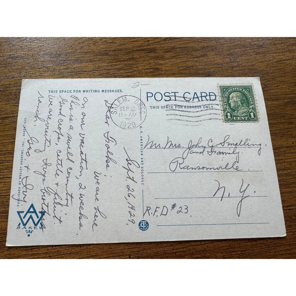 Vintage 1929 Commercial Street Salem Oregon Linen Postcard Posted - Picture 3 of 9